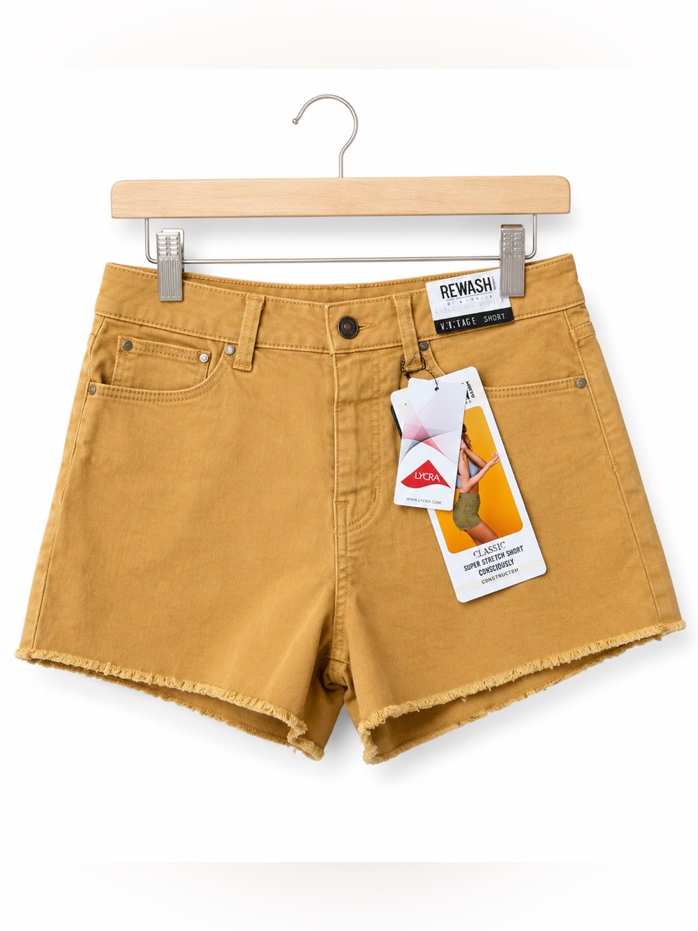Rewash Womens Juniors Shorts Size 3 Casey Mustard Yellow Super High Rise NEW